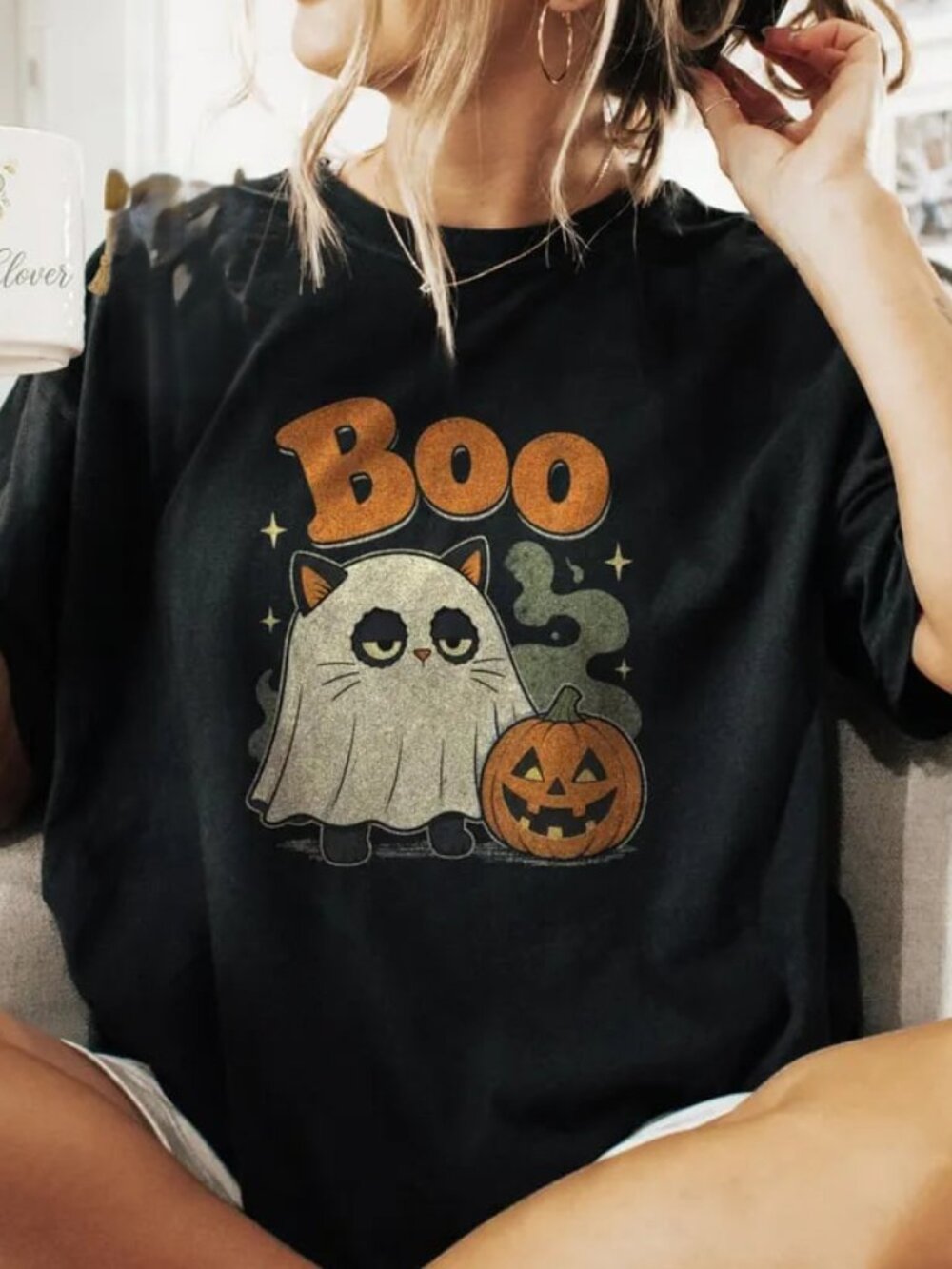 Funny Ghost Cat Shirt, Halloween Shirt, Spooky Cat Tee